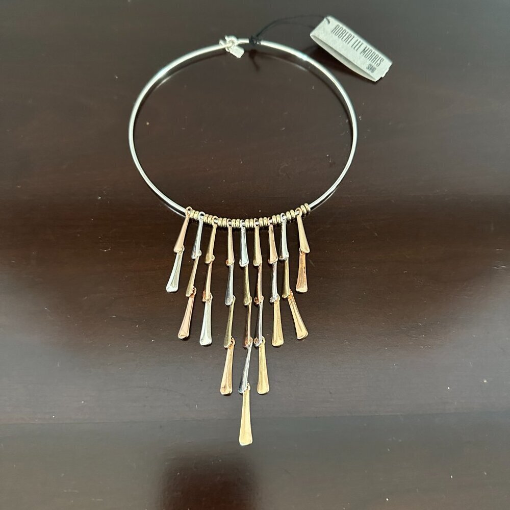 New Robert Lee Moris Soho Necklace With Multi Tone Dangling Cone Accents